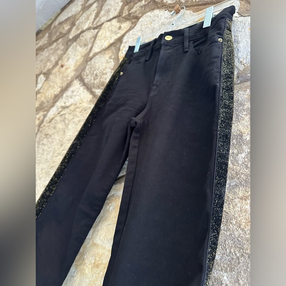 Frame Denim Black Le High Straight Glitter Stripe Jean size 25 - Picture 4 of 4